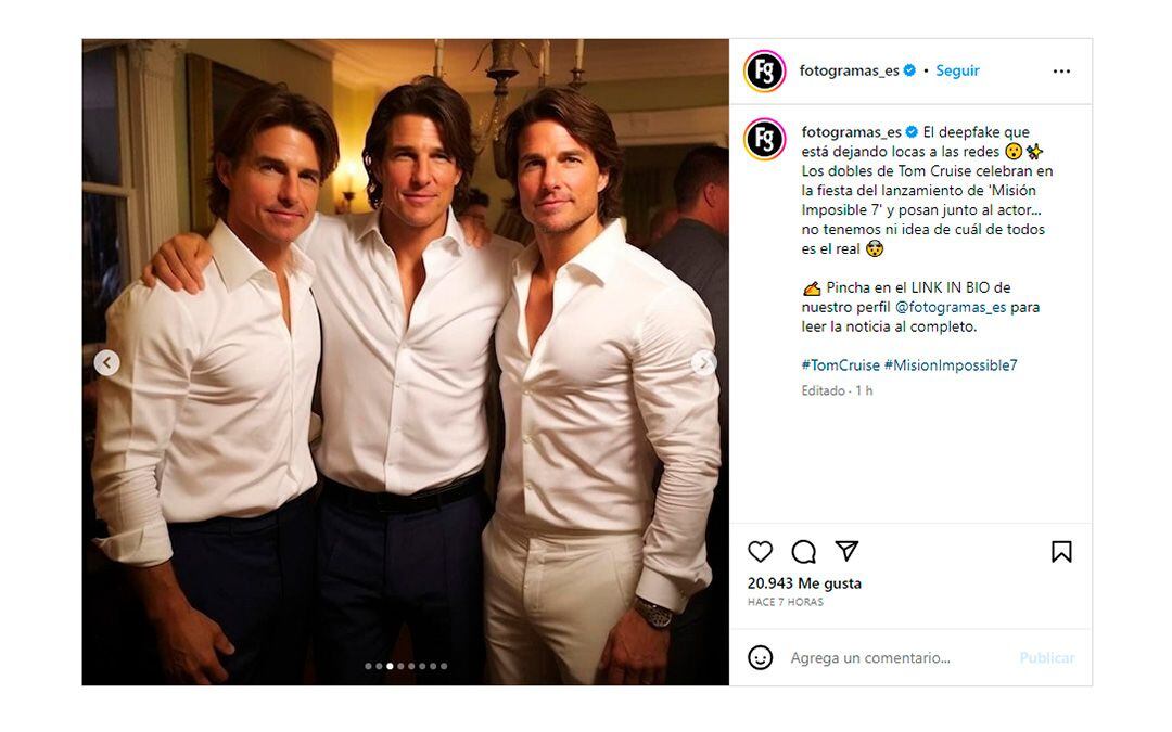 Los clones de Tom Cruise creados con inteligencia artificial (Instagram)