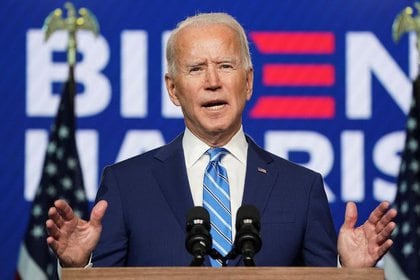 El candidato presidencial demócrata, Joe Biden, durante un discurso sobre las elecciones 2020 en Wilmington, Delaware, el 4 de noviembre de 2020. REUTERS/Kevin
