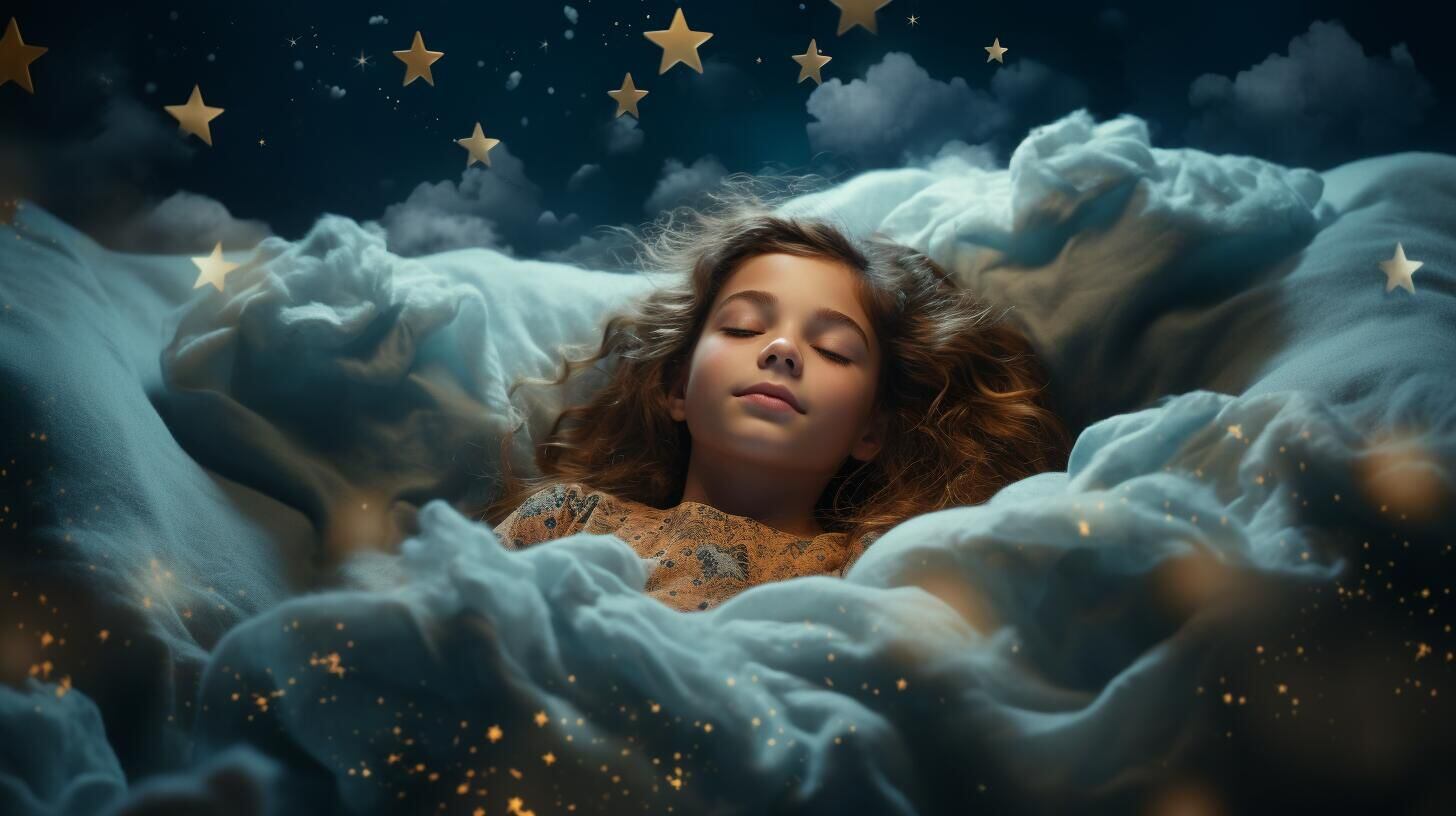Inspiradora imagen de descanso: mujer reposa entre nubes y estrellas, explorando un mundo de sueños y bienestar. Un recordatorio visual de la importancia del sueño reparador. (Imagen Ilustrativa Infobae)