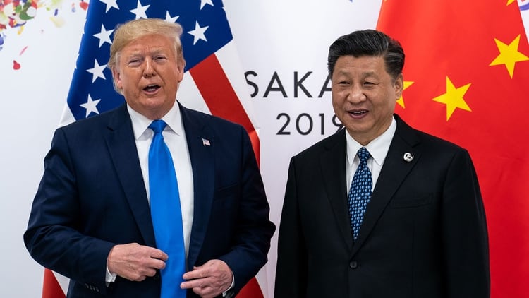 Donald Trump junto al presidente chino Xi Jinping durante su encuentro en la cumbre del G20 en Osaka (Erin Schaff/The New York Times)
