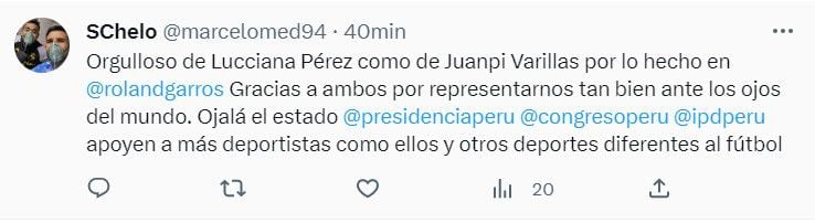 Peruanos se muestran orgullosos de Lucciana Pérez. 