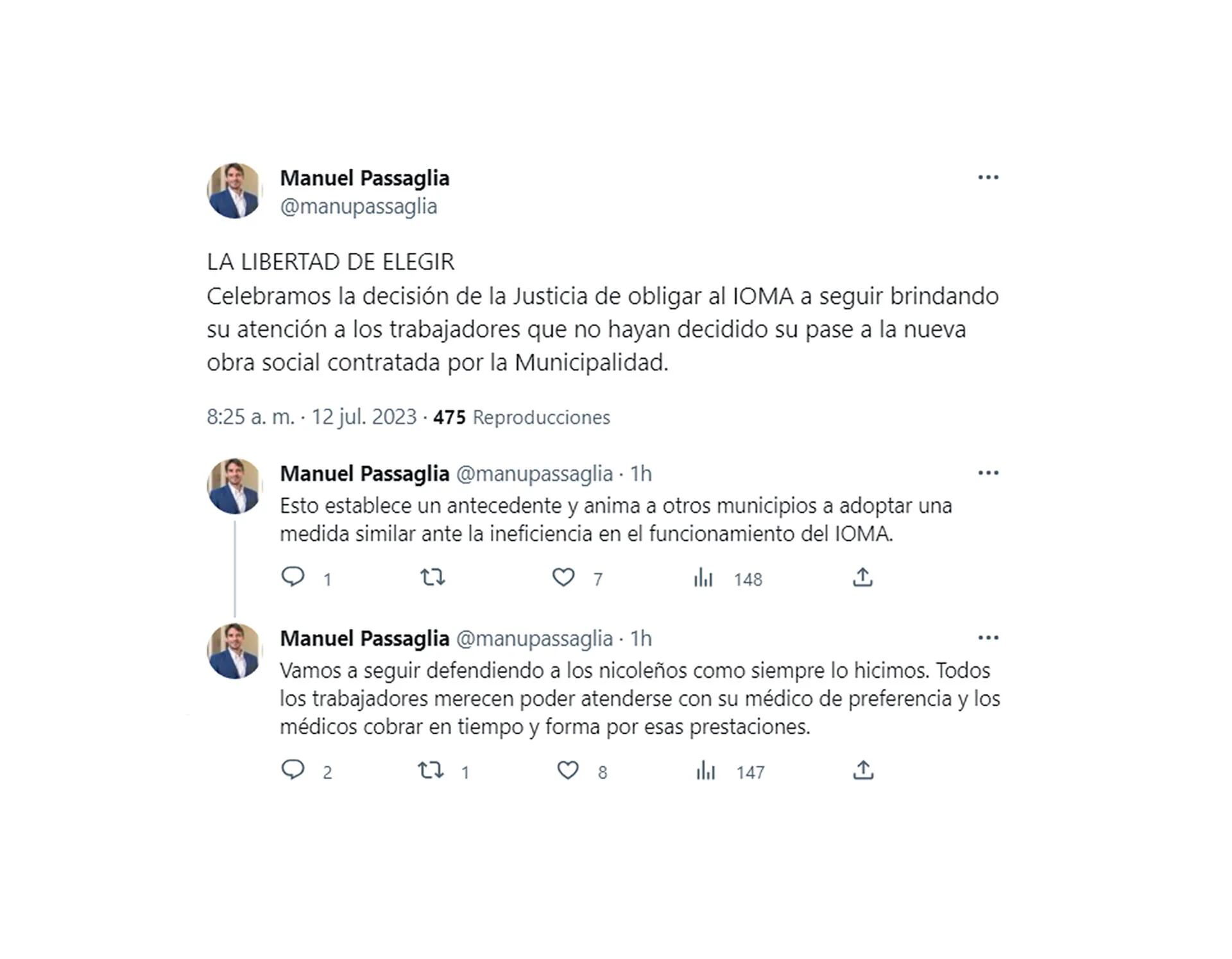El mensaje del intendente Manuel Passaglia por las redes sociales 