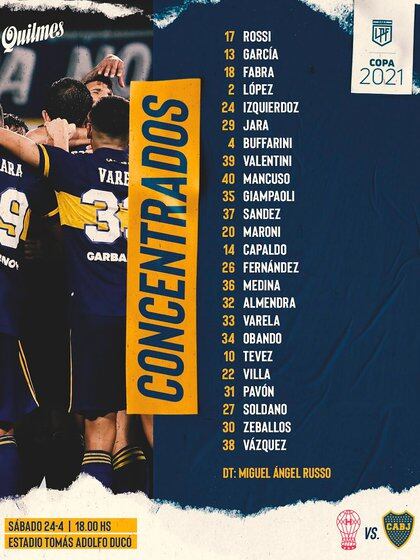 La lista de convocados de Boca para enfrentar a Huracán