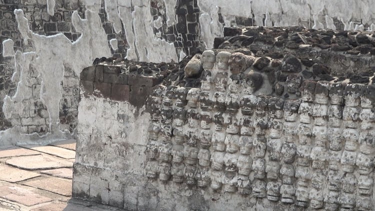 Los tzompantli en el Templo Mayor (Foto: Infobae, Juan Vicente Manrique)