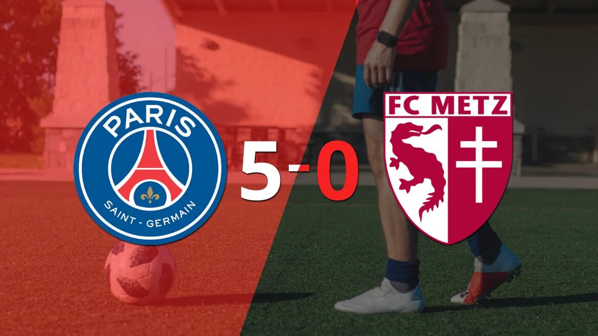 PSG goleó 5-0 a Metz con triplete de Kylian Mbappé