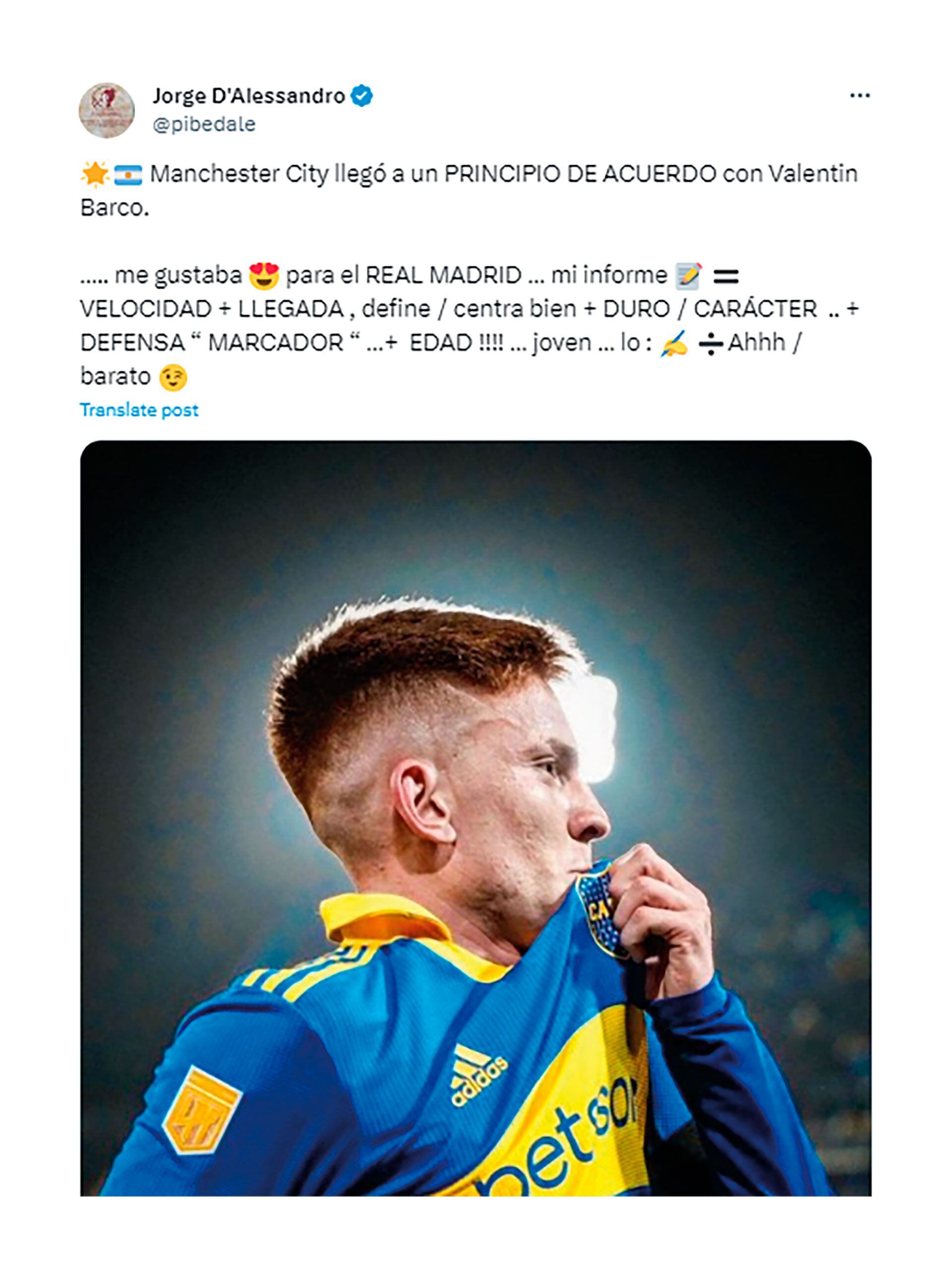 Jorge D'Alessandro elogió al Colo Barco (@pibedale)