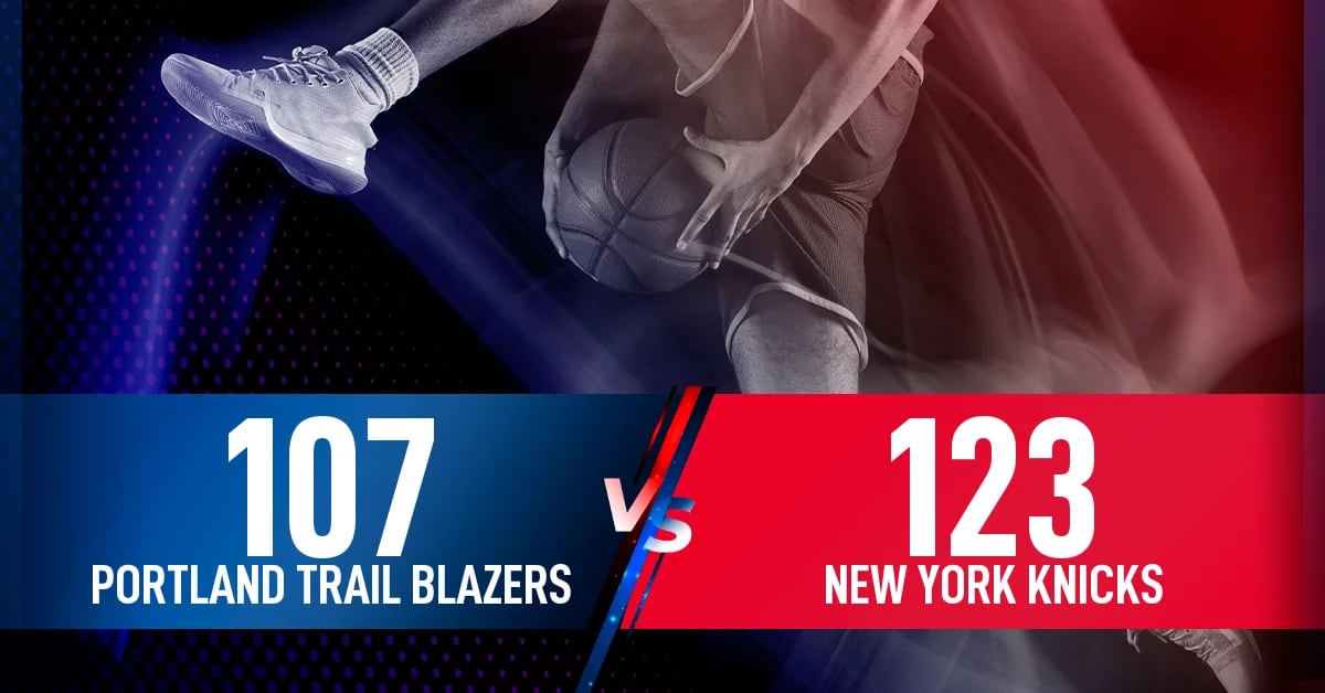 The New York Knicks beat the Portland Trail Blazers 107-123