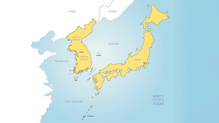 Países vecinos, Corea y Japón. (Shutterstock)