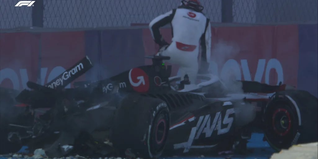 Choque y principio de incendio: el impactante accidente de Kevin Magnussen en el GP Ciudad de México de la Fórmula 1