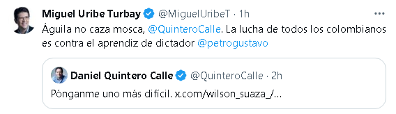Miguel Uribe señaló que su verdadera "lucha" es contra Gustav Petro - crédito @MiguelUribeT/X