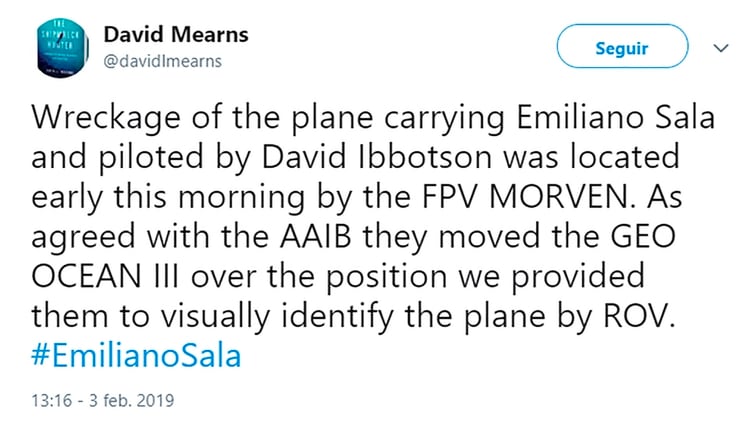 El tuit en el que confirmaron la apariciÃ³n de la aeronave