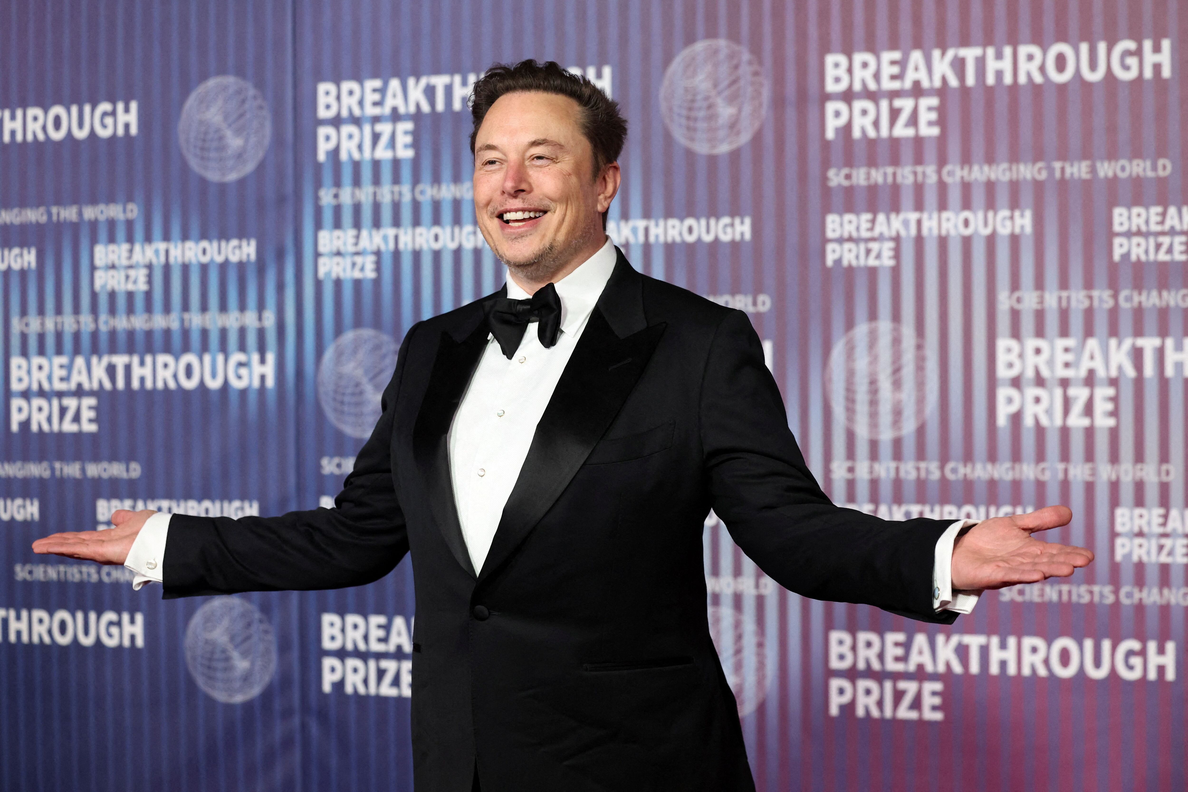 Elon Musk attends the Breakthrough Prize awards in Los Angeles, California, U.S., April 13, 2024. REUTERS/Mario Anzuoni