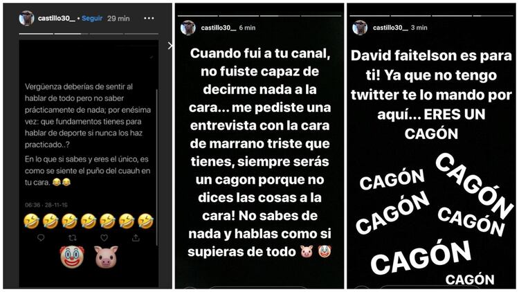 Así fueron las respuestas de Castillo a través de su cuenta de Instagram. (Foto: Capturas de pantalla)