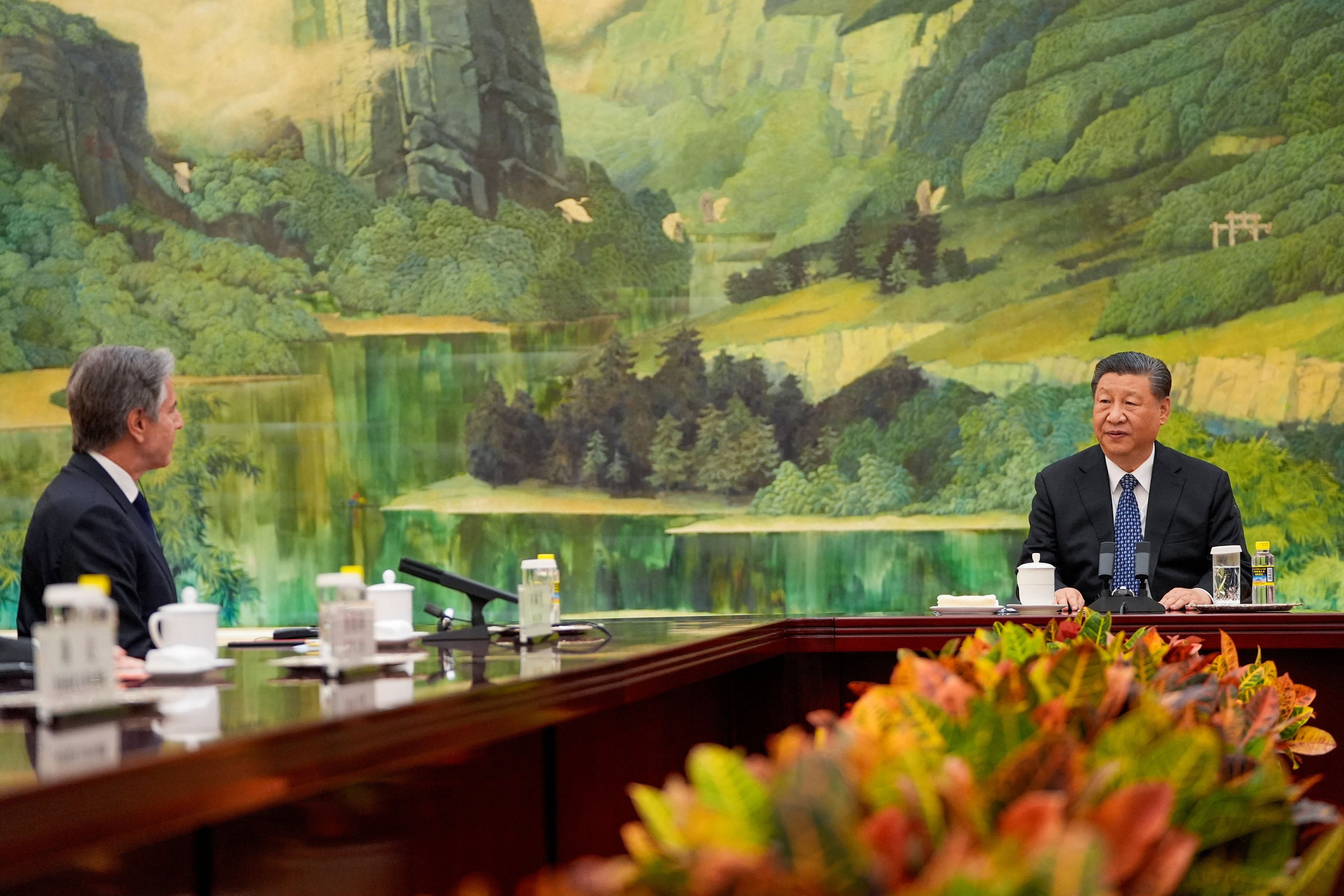 La reunión entre Antony Blinken y Xi Jinping (Mark Schiefelbein/Pool via REUTERS)