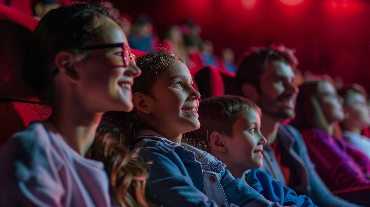 Una familia disfruta de una tarde en el cine, compartiendo risas y aprendizajes con una película educativa y entretenida - (Imagen Ilustrativa Infobae)