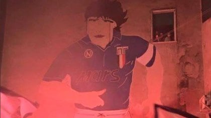 Un mural de Maradona en Napoli