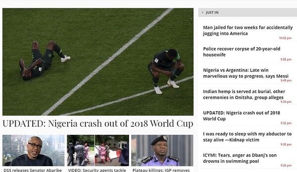 “Nigeria afuera del Mundial”, entre las principales noticias que publicó Punch de Nigeria