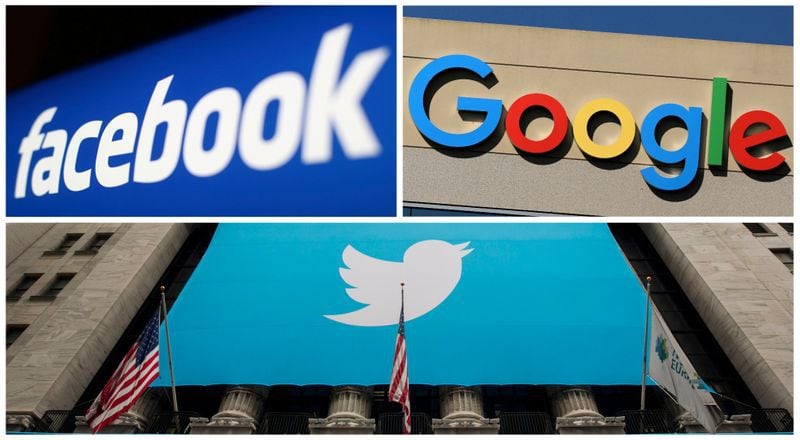 FOTO DE ARCHIVO: Los logotipos de Facebook, Google y Twitter en esta foto combinada de los archivos de Reuters. REUTERS