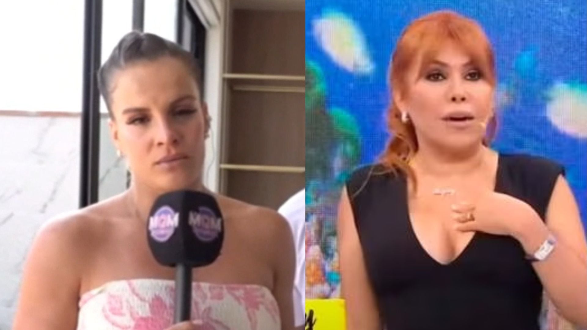 Alejandra Baigorria responds to Magaly Medina.  (Captures: América TV /ATV)
