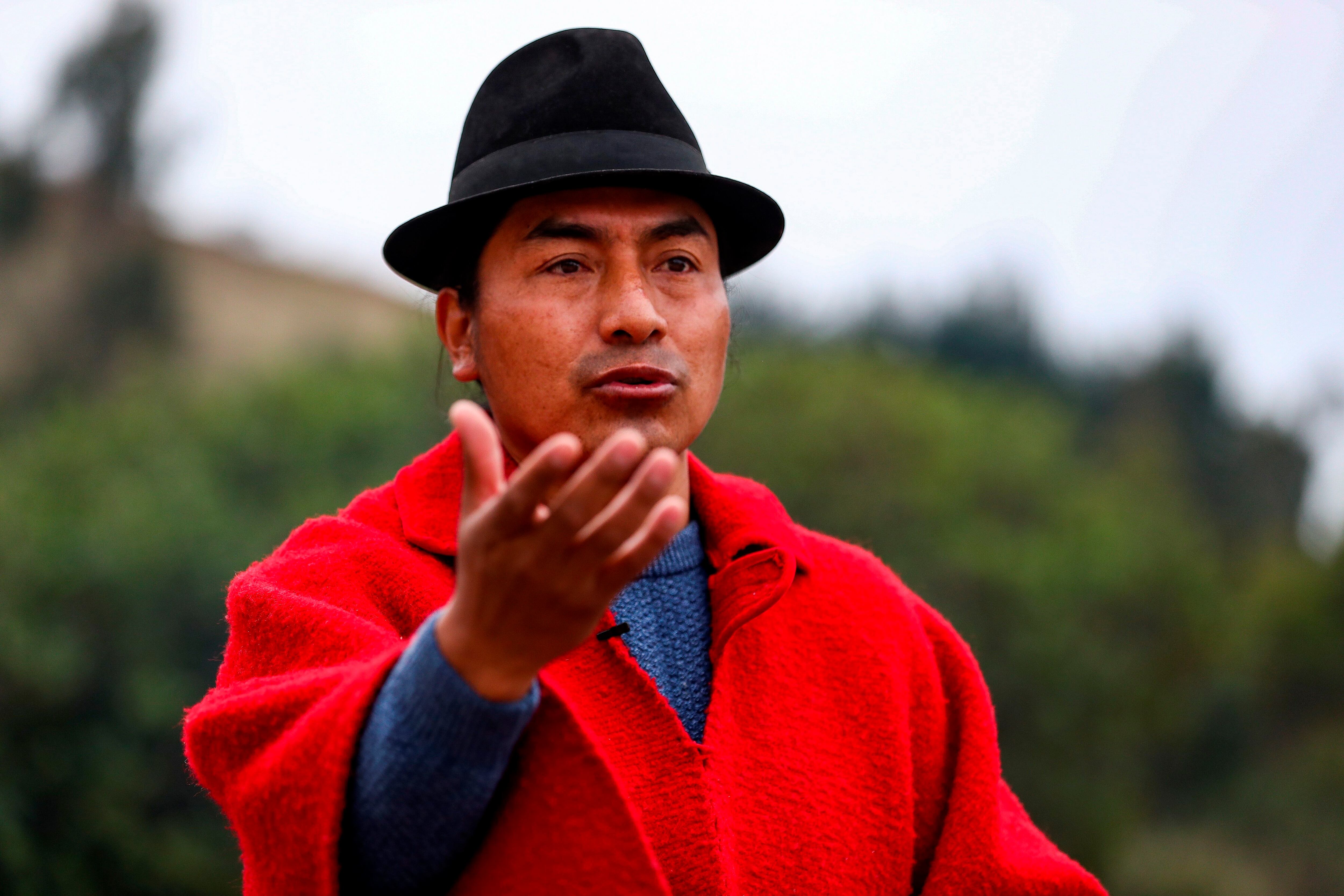 El presidente de la Confederación de Nacionalidades Indígenas del Ecuador (Coanie), Leonidas Iza, encabeza las protestas contra el gobierno de Lasso (EFE)