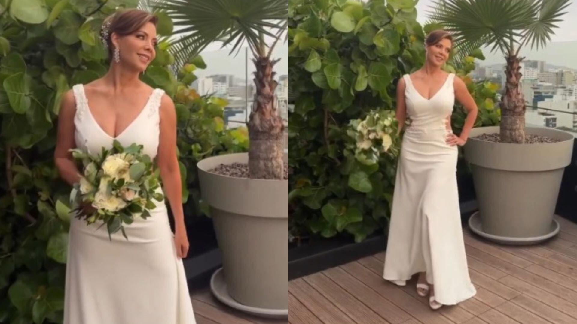 Maritere Braschi y los detalles de los vestidos que lució la periodista en su matrimonio con Guillermo Acha. Instagram