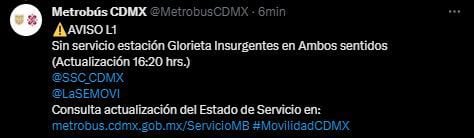 (Twitter/@MetrobusCDMX)
