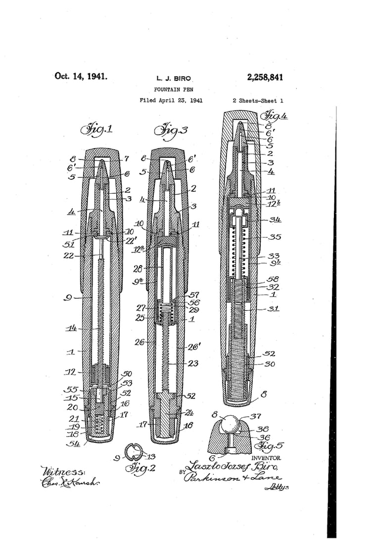 Las imágenes de la patente que registró Biró.