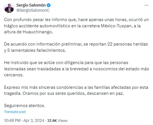 accidente, Puebla