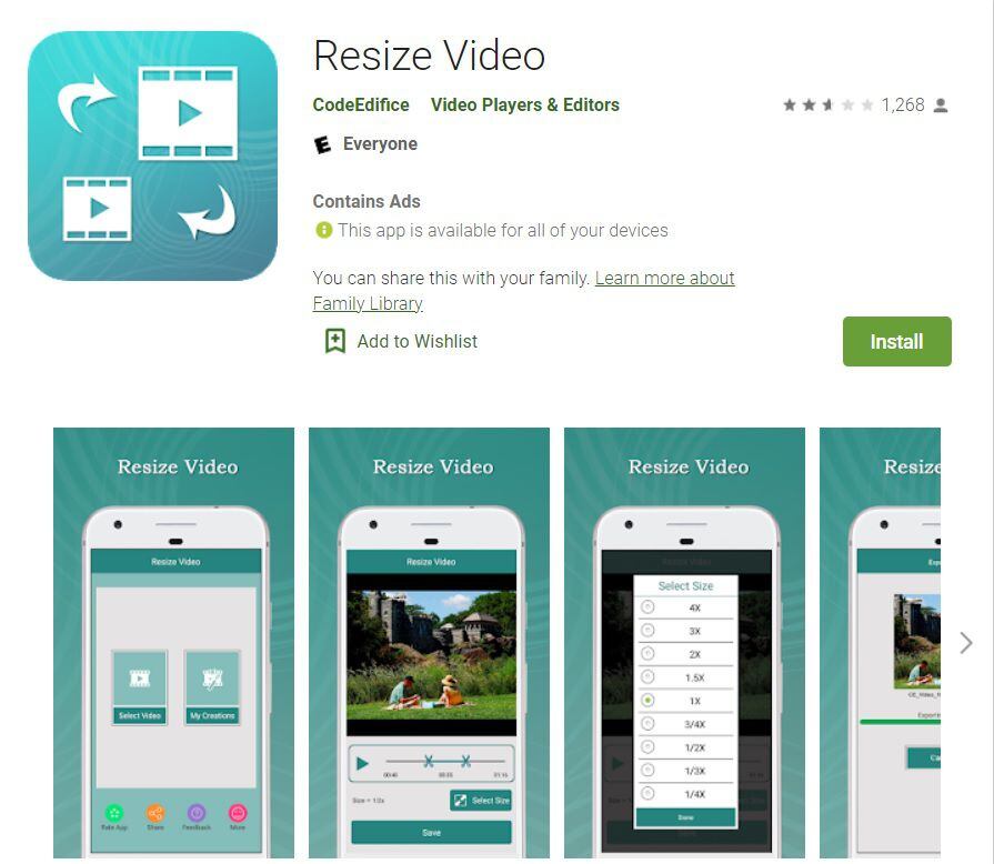 Изменить размер видео