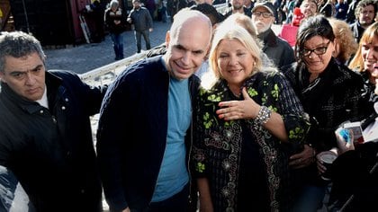 Horacio Rodríguez Larreta y Elisa Carrió en la campaña de 2019 (Nicolás Stulberg)