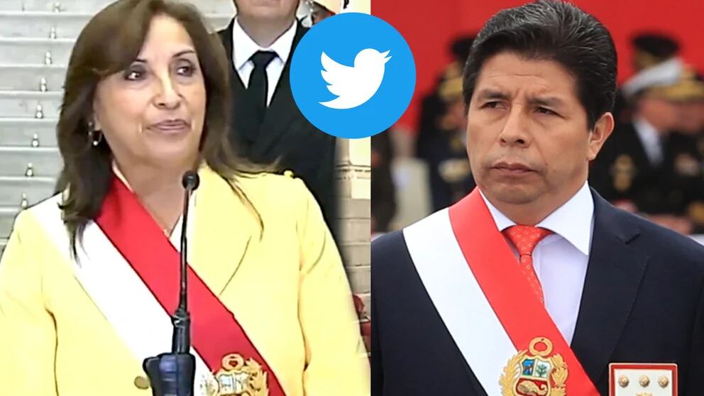 Twitter: Pedro Castillo and Dina Boluarte, both listed as presidents of Peru