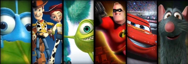 A Bugs Life, Toy Story, Monsters Inc., The Incredibles, Cars y Ratatouille.