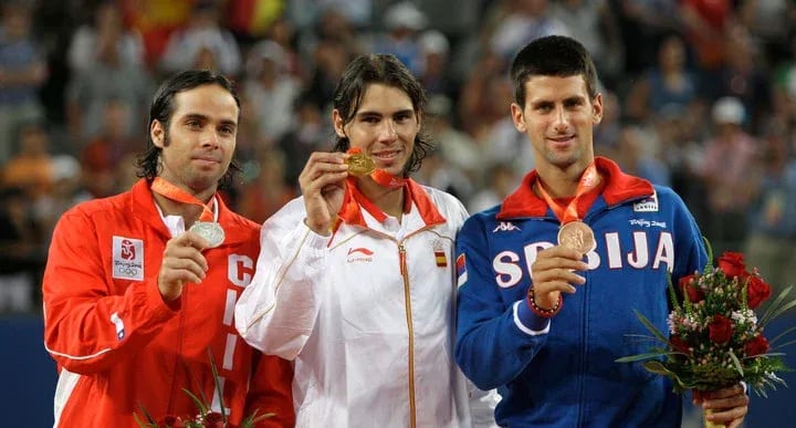 The Beijing 2008 podium. Nadal and Djokovic could cross paths again. 