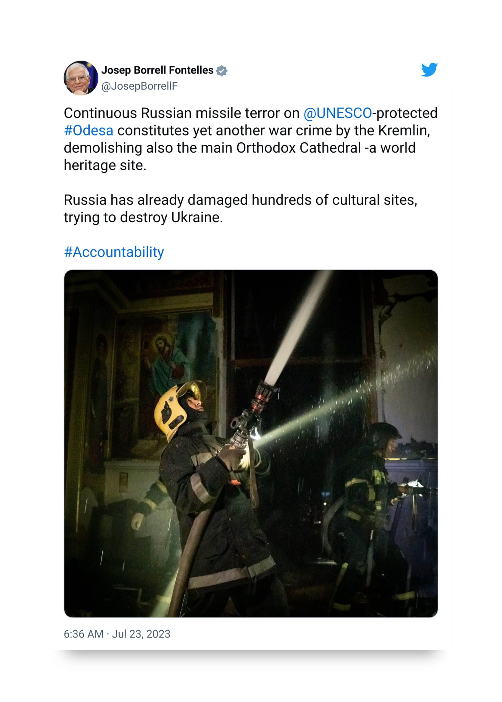 El menaje publicado por Josep Borrell en la red social Twitter.