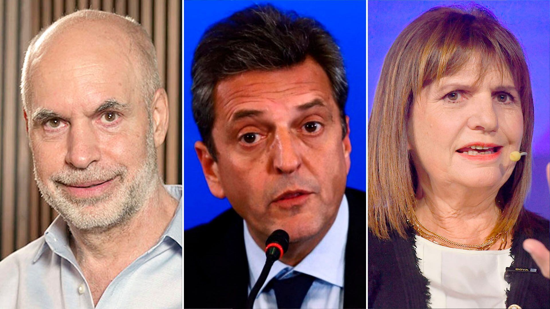 Horacio Rodríguez Larreta, Sergio Massa y Patricia Bullrich (Archivo)