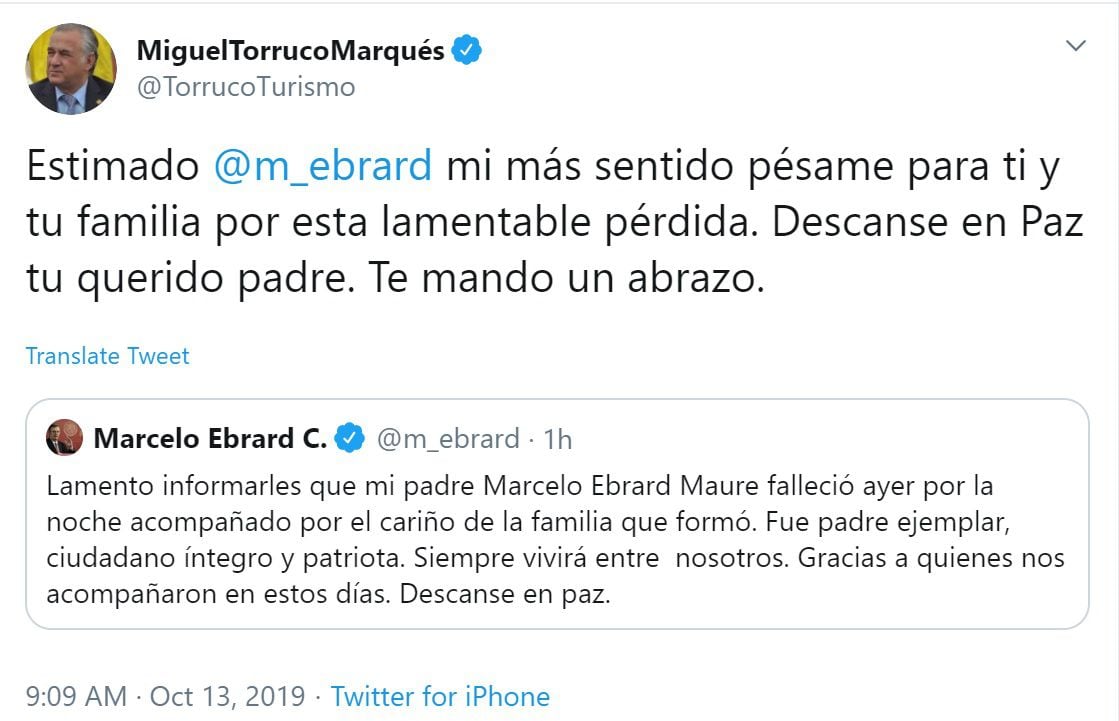 El secretario de Turismo, Miguel Torruco, publicó un mensaje para Ebrard (Foto: Twitter)