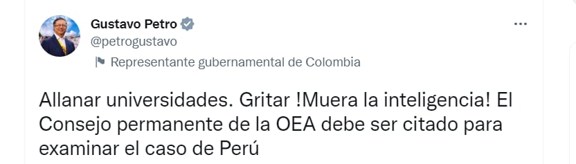 El jefe de Estado colombiano rechazó lo sucedido en la Universidad de San Marcos en Lima