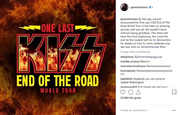Gene Simmons compartiÃ³ el afiche del la gira mundial que realizarÃ¡ Kiss durante 2019