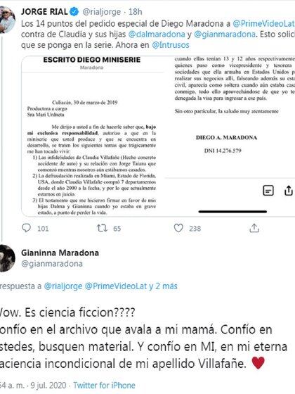 La respuesta de Gianinna Maradona al ver el documento que firmó Diego