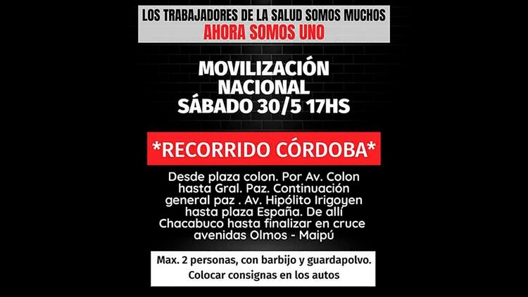 El flyer de la convocatoria en Córdoba