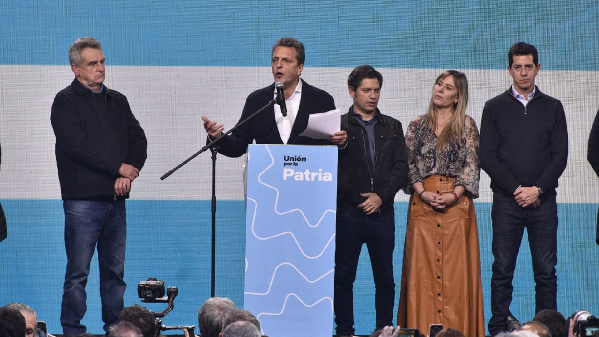 Sergio Massa en el búnker de Unión por la Patria tras las PASO. (Foto: Adrian Escandar)