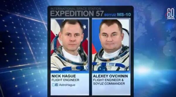 Los astronautas estadounidense Nick Hague y ruso Alexéi Ovichinin aterrizaron este 11 de octubre del 2018, en Kzajistán, tras un fallo en el cohete. Foto: Captura Twitter NASA