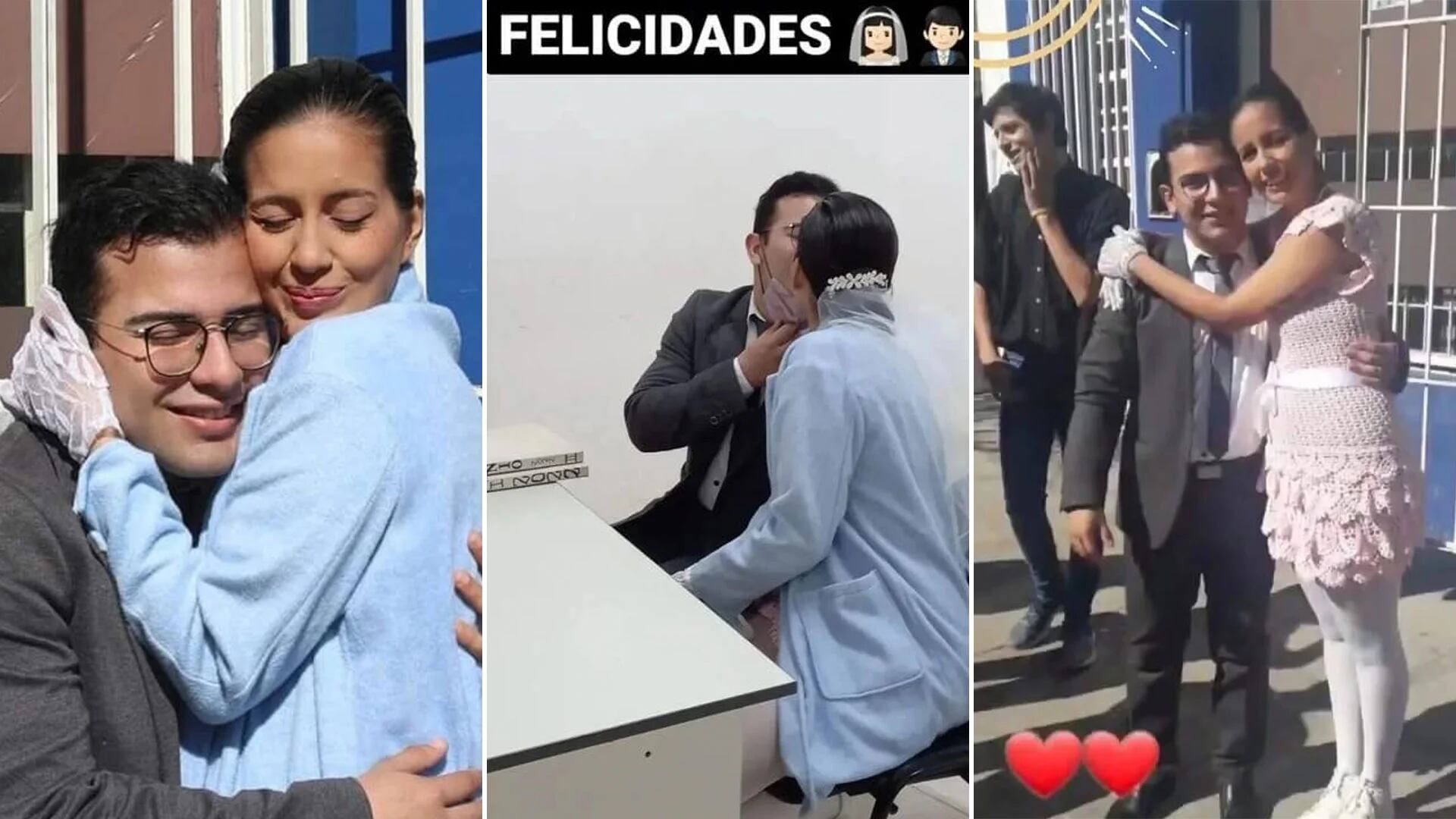 Cecilia y César, el día que se casaron por civil. Ella llevaba puesto el vestido que le tejió su mamá