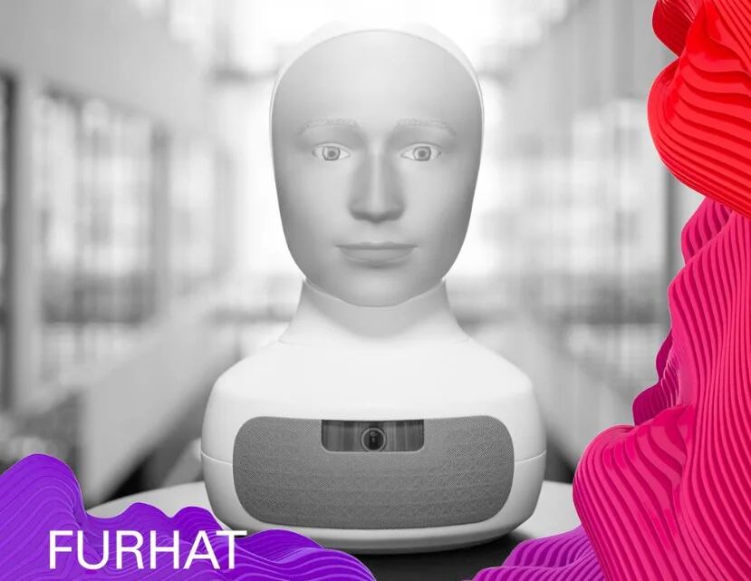 El robot Furhat, de una startup de Suecia, domina 30 idiomas y se puede personalizar su aspecto.