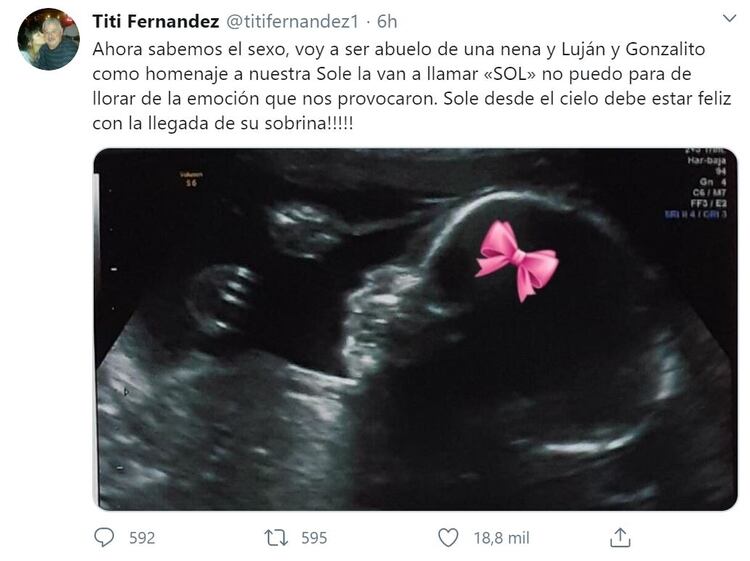 El posteo de Tití Fernández en Twitter