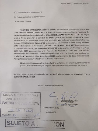 Los líderes que respondieron a Sergio Bernie dieron su consentimiento y aceptaron una acción formal, pero decidieron negarse a presentarse a las elecciones.