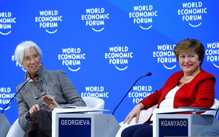 La ex titular del FMI, Christine Lagarde y su sucesora Kristalina Georgieva 