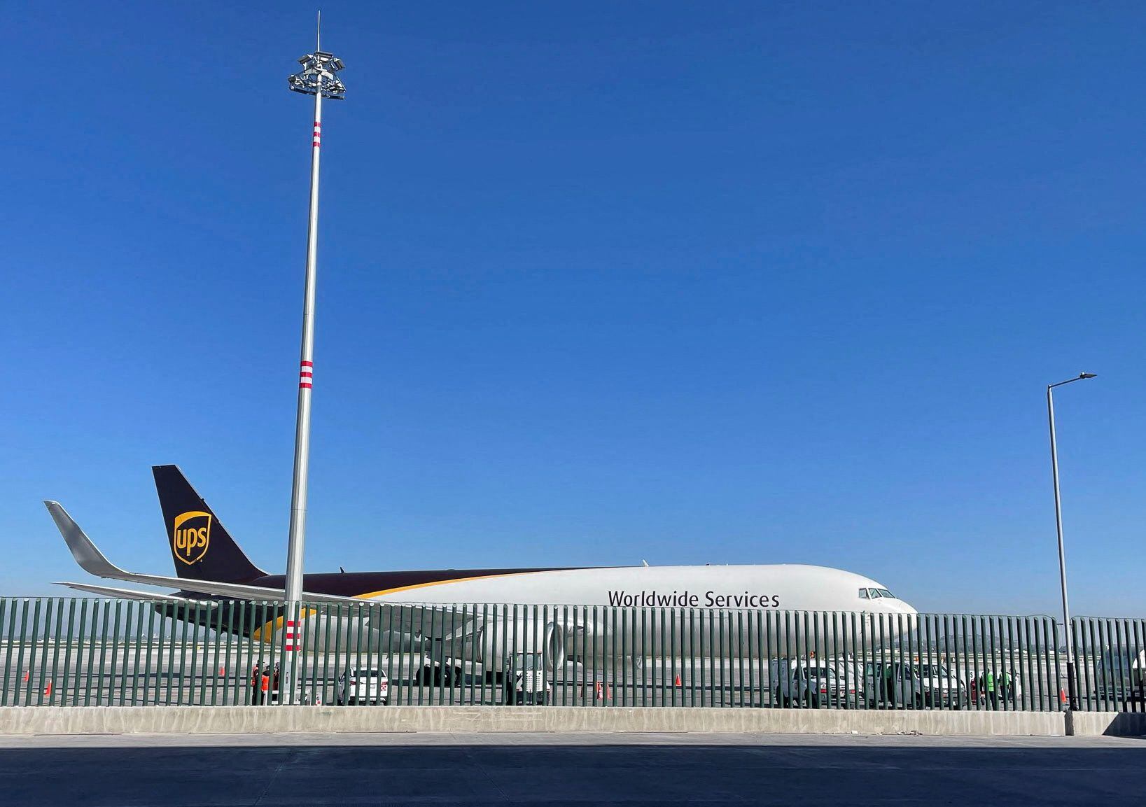 A cargo plane of United Parcel Service (UPS) sits on the tarmac at the state-run Felipe Angeles International Airport (AIFA), in Zumpango, Mexico, September 20, 2023. REUTERS/Kylie Madry