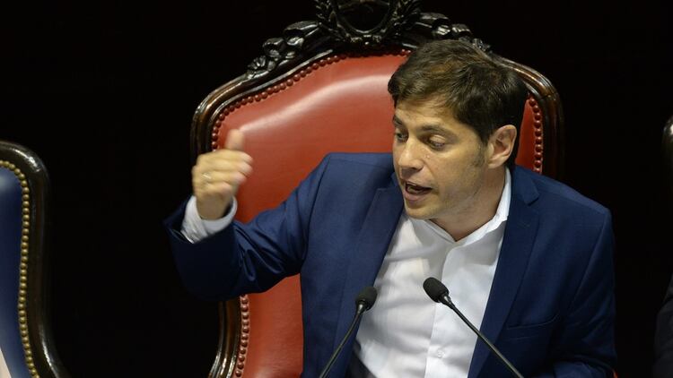 Axel Kicillof durante su discurso en la Cámara de Diputados bonaerense (Marcos Gomez)