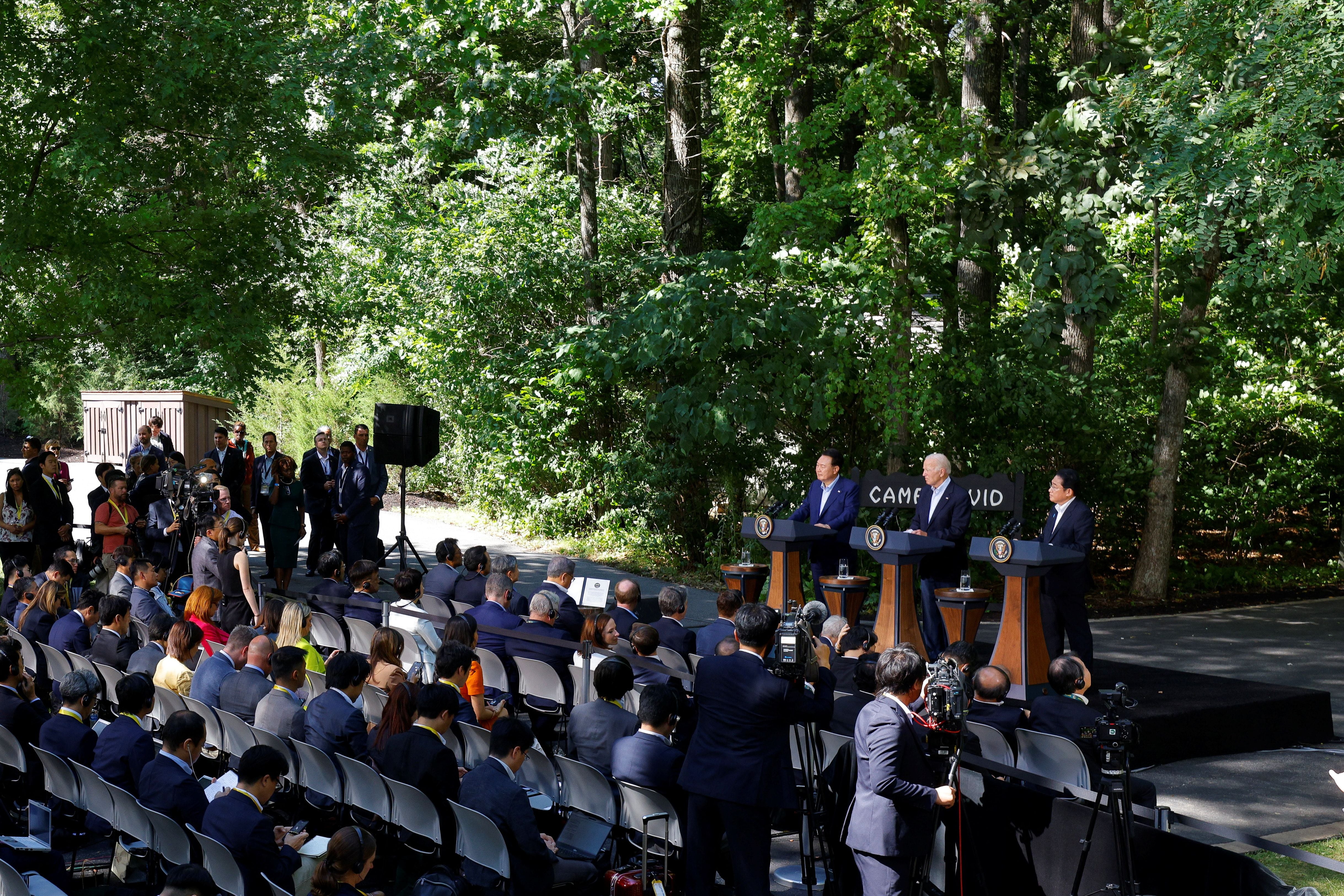 La cumbre de este viernes es la primera del presidente Joe Biden en Camp David con líderes extranjeros (REUTERS/Jim Bourg)
